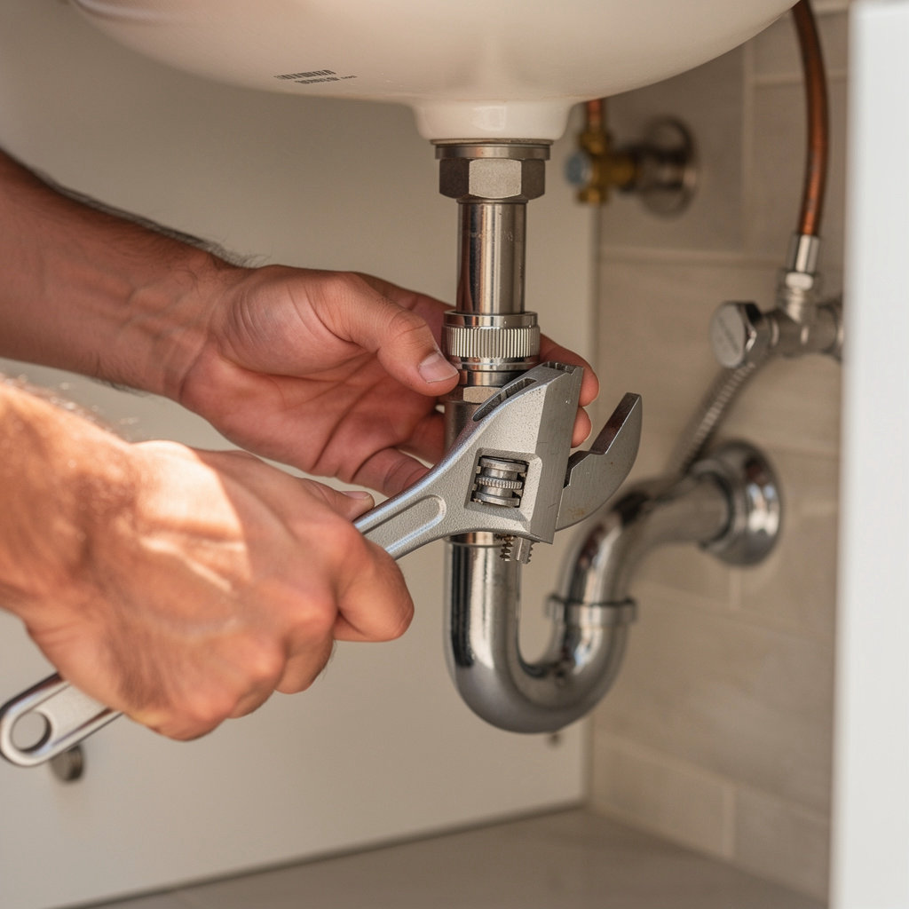 Goldy Glove expert plumber fixing a kitchen sink in a San Diego home